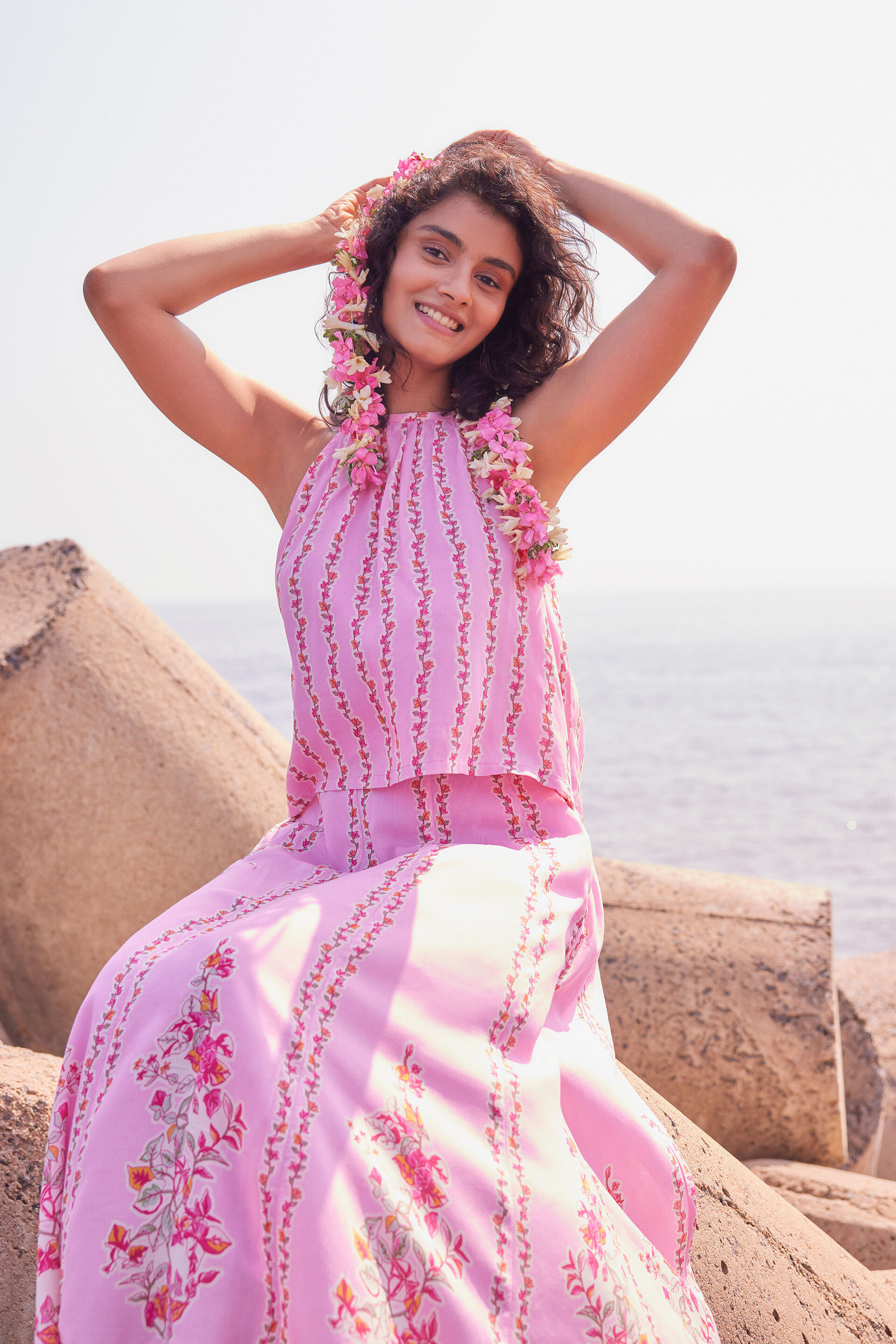 Pink Bahar Skirt Set, Pink, image 2